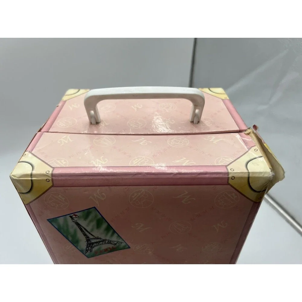 Vintage 1999 Madeline Pink Traveling Doll Case Wardrobe Storage 3 outfits hanger